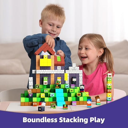 GobiDex 100PCS Magnetic Blocks Game-Based Kid Building Toys for Boys Girls 3+, Build MagWonder World with Zomblock Magnets Cubes, Upgraded STEM Game Sensory Gift for Birthday
