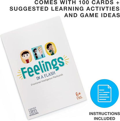 Feelings in a Flash - Emotional Intelligence Flashcard Game - Toddlers & Special Needs Children - Teaching Empathy Activities, Coping & Social Skills - 50 Scenario Cards, 50 Reaction Faces