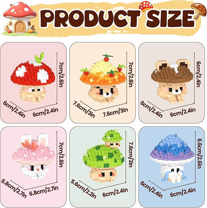 6 Cute Mushroom DIY Models (Animals & Plants), Educational STEM Toys, Creative Desk Decor & Collectible Gifts for Kids Age 8+ & Adults, Ideal for Birthday & Christmas