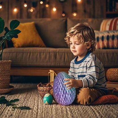 Large Dragon Eggs with Dragon Inside, 3D Printed Surprise Funny Gifts for Kids, Articulated Dragon Fidget Toys for Adults, Executive Desk Toys Office Room Décor (Gradient Blue-Green-Brown)