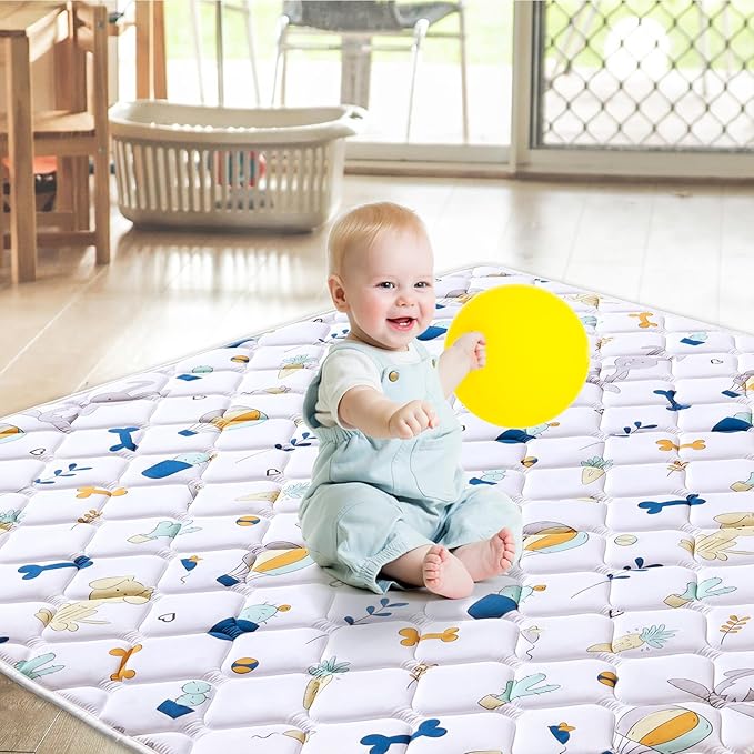 Premium Foam Baby Play Mat 47" X 47", Thicken One-Piece Crawling Mat, Non-Slip Cushioned Baby Playmats for Infants, Babies, Toddlers - Machine Washable for Easy Care