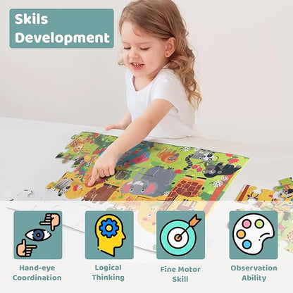 Jumbo Floor Puzzle for Kids, Large Jigsaw Puzzles 35 Piece for Kids Ages 3-5,Preschool Learning & Education Toys, Gifts for 4-8 Year Old Boys and Girls (Jungle Animals)
