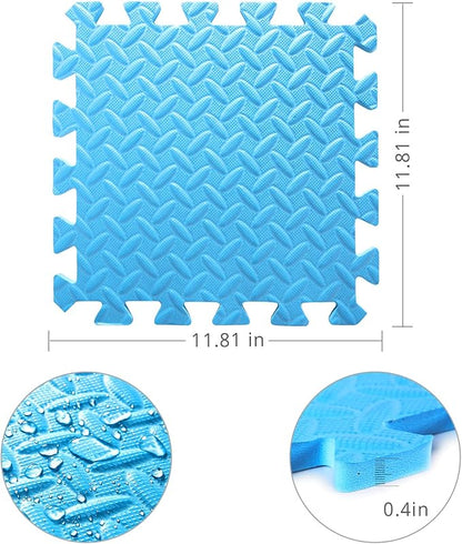 Foam Play Mat for Baby, EVA Soft Non-Toxic Playmat, Interlocking Floor Mats, Solid Colored Foam Puzzled Floor Mats, Baby Play Mat Exercise Mats, 16 Tiles(White/Green/Light Blue)