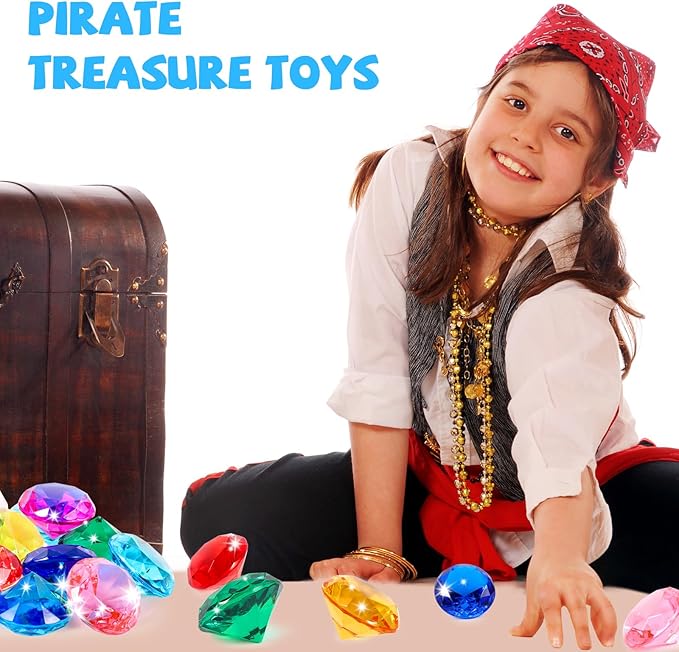 Niceup 26pcs Big Diving Gems Large Diamond Toys Kids Class Treasure Box Toys Fake Jewels Gemstones 1.57in for Princess Mermaid Pirate Chest Fillers Party Favors Decorations Hide Seek Bath