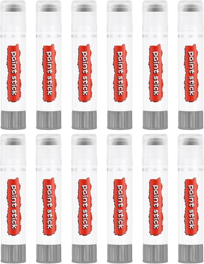 PATIKIL Tempera Paint Sticks, 12 Pcs Solid Tempera Paints Sticks Washable Bulk Markers Pen Quick Drying for Artists Beginners Art Supplies, Gray
