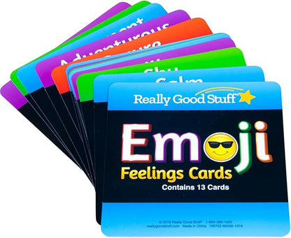 Really Good Stuff Emoji Feelings Cards for The Classroom or Home Activity for Kids - 12 Pk - Builds Social Emotional, Critical Thinking, Self-Awareness & Vocabulary Skills