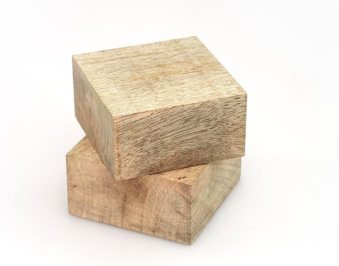 Exotic Wood Zone Mango Wood Unfinished Wood Bowl Blanks Kiln Dried | Hardwood Square Blocks for DIY Woodworking Enthusiasts Wood Pieces for Wood Crafts and Projects (4" x 4" x 2")