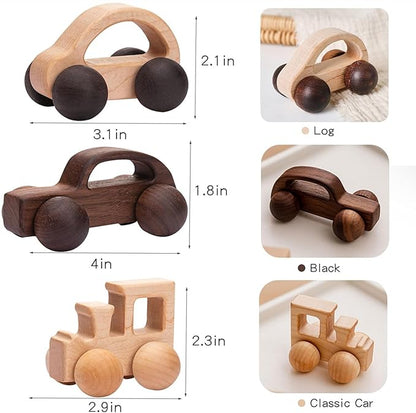 3PCS Wooden Baby Toys, Montessori Toys for Babies 0-6-12 Months, Baby Grasping Toys Push Car Toys for 1 Year Old Boy Birthday Gift,#3