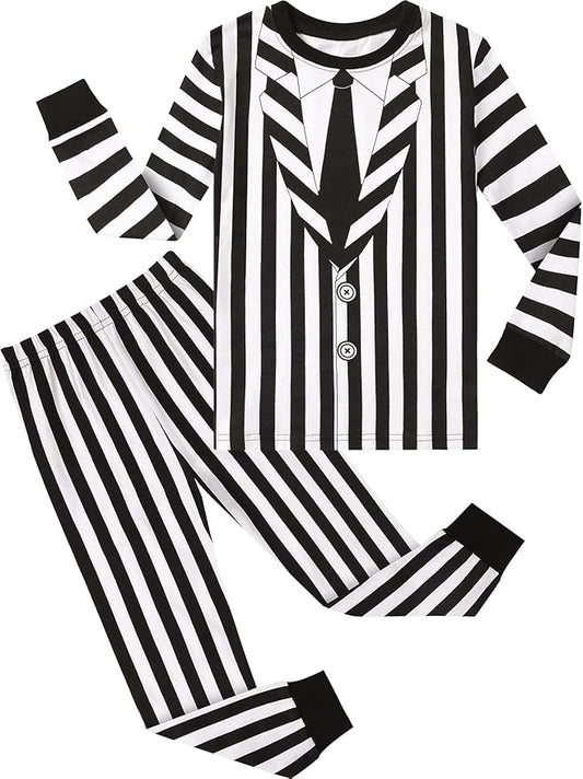 A&J DESIGN Pure Cotton Printed Pjs for 2-14 Years Kids, 2-Piece Long-Sleeved Pajamas Set