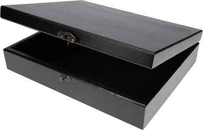 WE Games Old World Wooden Box with Brass Latch – Vintage-Style Wooden Keepsake Box for Jewelry & Trinket Storage, Black-stained Finish