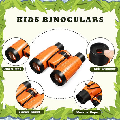 Libima 24 Pcs Binoculars for Kids Educational Compact Kids Binoculars with Neck String Toddler Telescope for Boys Girls Learning Bird Watching Camping Hiking Travel Safaris Birthday Gifts(Orange)