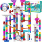 Big Motorized Marble Run - Construction Building Blocks Toys 220Pcs Marble Race Track with Elevator,Educational STEM Game Christmas Birthday Gifts for Kids 3-5 4-8 8-12 (B-Colorful)