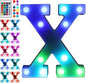 Foaky Colorful LED Letter Lights with Remote,Marquee Light Up Letters Sign for Night Light Wedding/Birthday Party Battery Powered Christmas Lamp Home Bar Decoration(X)