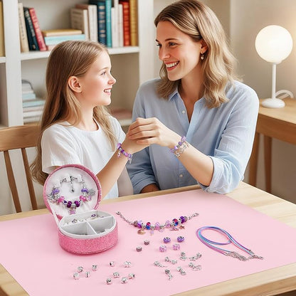 Emibele Girls Charm Beads Bracelet Making Kit with Portable Jewelry Box, Jewelry Making Kit for Kids Age 5 6 7 8-12, DIY Arts Crafts Toys for Teens Girls Gift Choices on Birthday Valentines Christmas