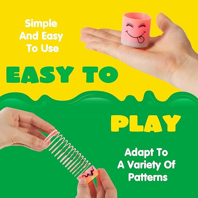 JOYIN 120 Pcs Spring Rainbow Party Favor, Mini Plastic Coil Spring Toy, Fidget Stress Coil Mini Springs Bulk Toys for Carnival Prize Birthday, Halloween Goodie Bag Stuffers