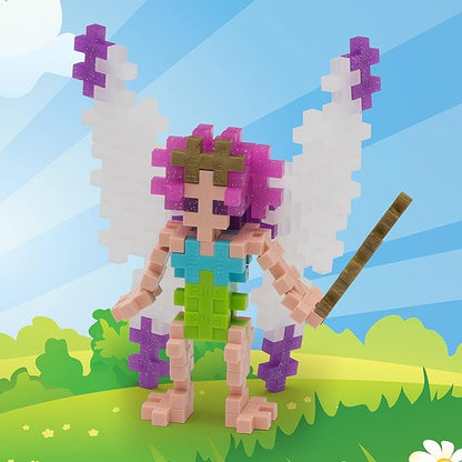 Plus Plus 3D Figure Building Block Set, Fun Stem Toys for Kids, 70 Interlocking Pieces - Fairy Mini Maker Tube