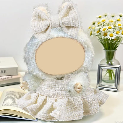 4 Sets Clothes for LABUBU Doll (NO Doll), Handcrafted Crochet Accessories for LABUBU About 6.7'' Dolls, Premium Outfit-Cute Clothes for Dress up Unique Style (White Package Box+Clothing Sets)