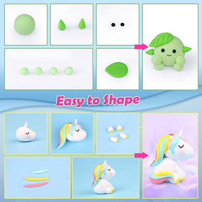 ESSENSON Air Dry Clay - 80 Colors Modeling Magic Clay, Best Gift for Boys & Girls Age 3-12 Year Old, DIY Molding Kids, with Sculpting Tools, Decoration Accessories, Kids Art Crafts