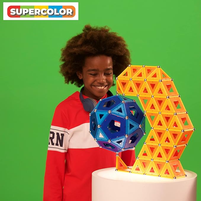 Geomag Magnetic Toys | Magnets for Kids | STEM-endorsed Educational Building Set | 100% Recycled Plastic Supercolor Panels | Storage Box | 52-Pieces | Age 5+