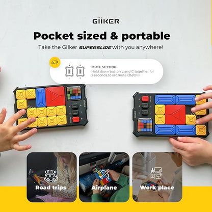 GiiKER Super Slide Puzzle Games, Original 500+ Challenges Brain Teaser Puzzle, Toys for Kids Teens, Travel Games Birthday Gifts Stocking Stuffers for Boys Girls, Activities for Road Trips