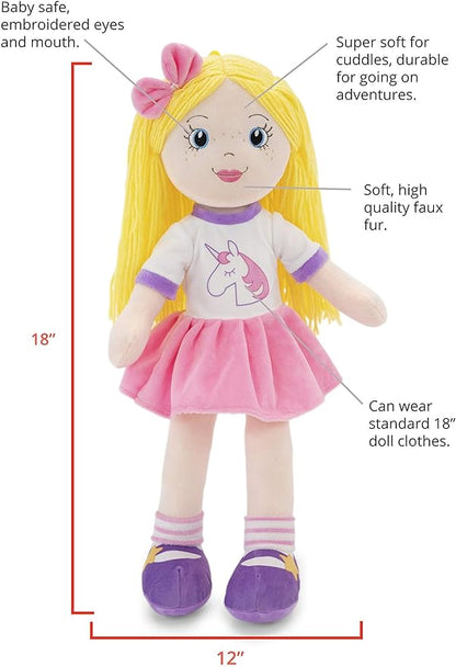 Soft Plush Baby Doll - 18 Inch Rag Dolls for Girls and Boys, Infants & Babies, My First Plush for 1 Year Old, Stuffed Doll - Eimmie
