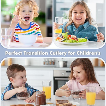 DRKIO Stainless Steel Toddler Forks Set - 6 Pieces Kids Forks Set Children Safe Food Grade Kids Silverware Small Forks Metal Toddler Utensils Dishwasher Safe Mirror Polished