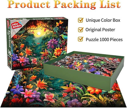 HUADADA Jigsaw Puzzles for Adults 1000 Piece Jigsaw Puzzles for Adults Challenging Game Puzzles with Letters on Back （Flowers and Birds）