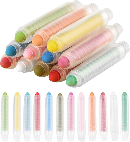 NewFamily Dustless Chalk for Kids, Colored Sidewalk Chalk With Holder,Non-Toxic Washable Toddlers Chalks Drawing Writing for Outdoor Art Play,Blackboard(12 Pcs)