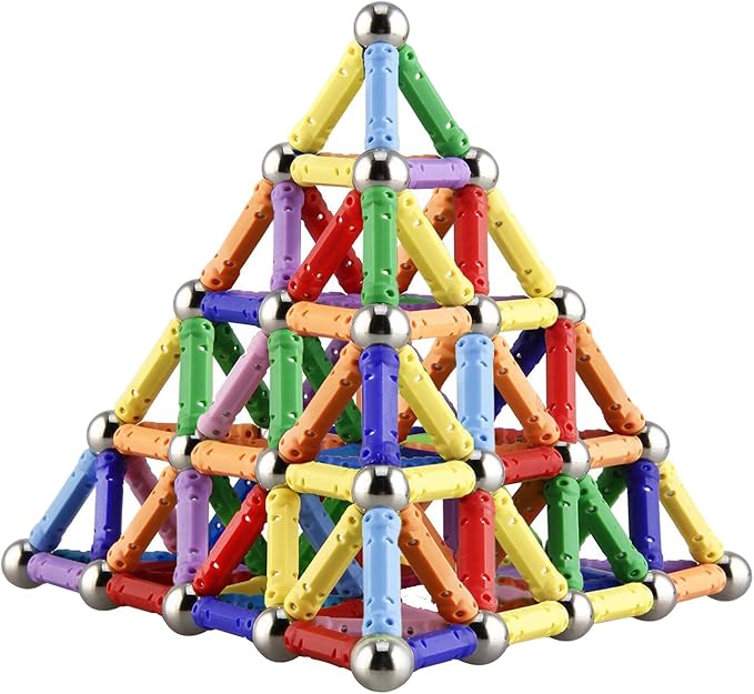 210Pcs Magnetic Building Sticks Blocks, Magnet Educational Toys STEM Toys Learning for Kids, 3D Construction Building Toy with Storage Bag