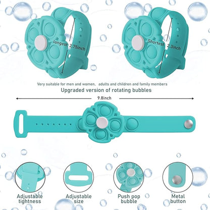 Push Pop Bubble Sensory Fidget Bracelet, Fidget Spinner Pop Toys for Kids and Adults, Silicone Anxiety Stress Relief pop it Bracelets (Blue)