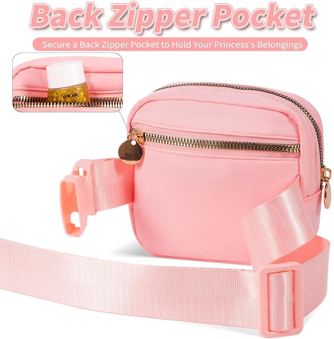 Party Favors Bags for Kids 4-8, Mini Fanny Pack Cute Crossbody Bags for Girls - Peach