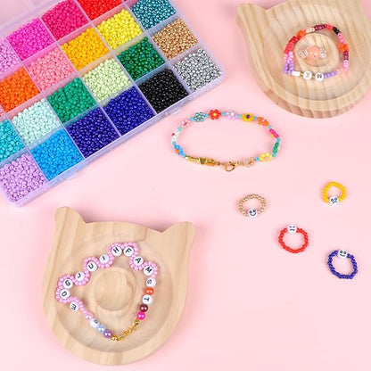 SJZWSD Friendship Bracelet Making Kit– 6 Boxes of Pony, Seed, Clay & Letter Beads, UV Glow in The Dark Beads, Tools & Charms – Jewelry Craft Kit for Kids & Adults