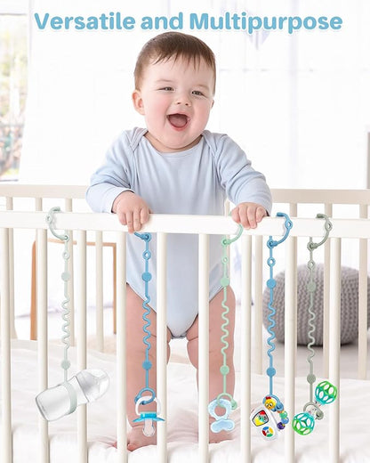 Toy Straps for Stroller, Silicone Baby Tether Pacifier Clip, No Throw Travel Leash for High Chair, Car Seat (Boy-3 Pack)