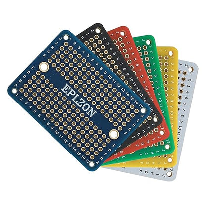 Solderable Breadboard Mini PCB Board Gold-Plated Solder Breadboard for DIY Electronics Projects Apply to Arduino Soldering Projects 2.0"x1.5" Mixed Color(Pack of 6 Pcs)