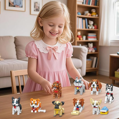Party Favors Micro Mini Building Blocks 9 Pack Dogs Set,Adorable Dogs Building Toy Set, Party Favors Birthday Gift for Kids (1102PCS)