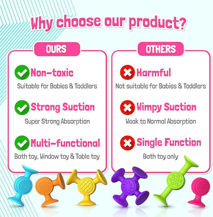 Toddlers Suction Cup Bath Toys: 12 Pcs Sensory Suction Bath Toys for Toddler, Kids Suction Fidget Toys Suction Cup Toys for Windows Travel