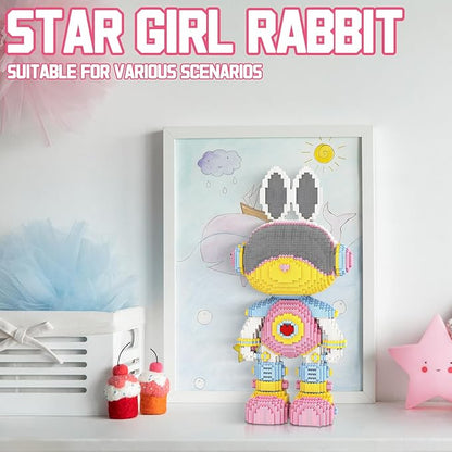 Rabbit Animal Micro Building Blocks Set for Adults Space Girl Cute Large Sets Toys Gift Kids 7550 Pieces 55cm High Series