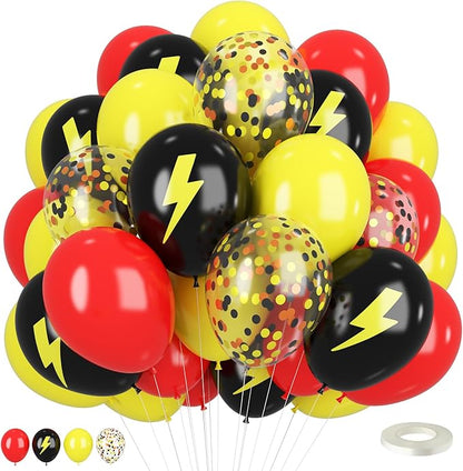 Red Black Yellow Balloons,12inch Balloons Lightning Printed Party Balloons Confetti Black Yellow Decoration for Boy Girls Cartoons Themed Party Birthdays Baby Showers Holiday Party