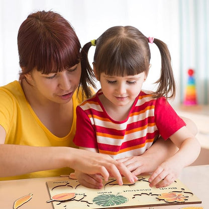 Kathfly 2 Pieces Leaf Wooden Jigsaw Puzzles Leaf Puzzle Montessori Toy Early Educational Learning for Birthday Gift Early Education School(Cute)