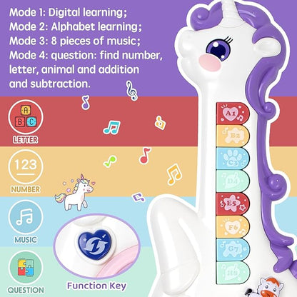 Marstone Toys for 1 Year Old Girl Birthday Gifts: Baby Musical Unicorn Toys 12-18 Months, Educational Cartoon Guitar for Toddlers 1-2, Infant Interactive Learning Present for 1st First Christmas, Xmas