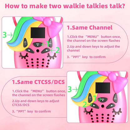 Unicorn Kids Walkie Talkies, Gifts for 3-12 Years Old Boys Girls, Long Range 2 Way Radio 22CH VOX, for Birthday, Christmas, Easter (Pink)