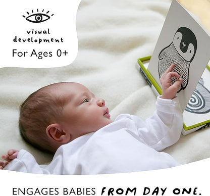 Wee Gallery Art Cards for Baby, Durable High Contrast Black and White Animal Flashcards for Newborns, Brain Development, Sensory Toys, Tummy Time Essentials for Infant and Toddler - Jungle Animals