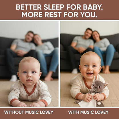 Love By Emi Baby Music Lovey Brown Bulldog, Baby Sleep Soother for Crib & Cuddle Bedtime, White Noise with Heartbeat & Lullaby, Plush Sound Machine Toy, Stuffed Animal for Newborns, Infants & Toddlers