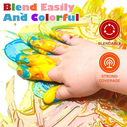 AROIC Non-Toxic Finger Paint Set for Kids & Toddlers-Vibrant Washable 8 Colors (60ml),Creative Art Gift for Boys Girls,Hand Painting Art Supplies for DIY Crafts & Early Education