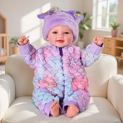 BABESIDE Mermaid Baby Dolls Girl-17inch Large Realistic Cute Soft Body Baby Doll Real Life Mermaid Baby Doll Toys with Mermaid Sets & Accessories, for 3+ Year Old Girls Gifts, Pretend Play, Collection