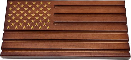 Challenge Coin Display Wooden Army Collectible Coins Holder 6 Row Display American Flag