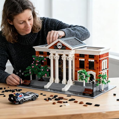 Valley Court Architecture Building Blocks Set with 2-Story,Retro Futuristic Courthouse Mall – with Flying Car & Modular Architecture Building Blocks,(4269PCS)