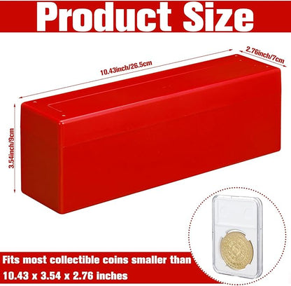 Wenqik 6 Pcs Plastic Coin Storage Box Case with 20 Slab Coin Holders - Collection Box for Collectors, Home, Office, Bank Supplies(Red)