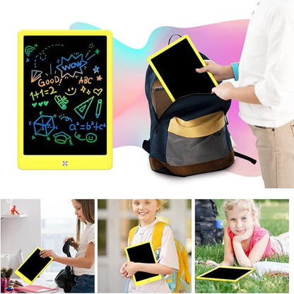 LCD Writing Tablet Doodle Board, Colorful Drawing Pad, Electronic Drawing Tablet, Drawing Pads,Travel Gifts for Kids Ages 3 4 5 6 7 8 Year Old Girls Boys (10.5 inch, Yellow+Yellow)