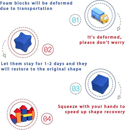 Toddler Foam Building Blocks, 4 Kinds of Shapes Colourful Stacking Block Sets for Kids, Soft Foam Building Blocks Throwing Toys